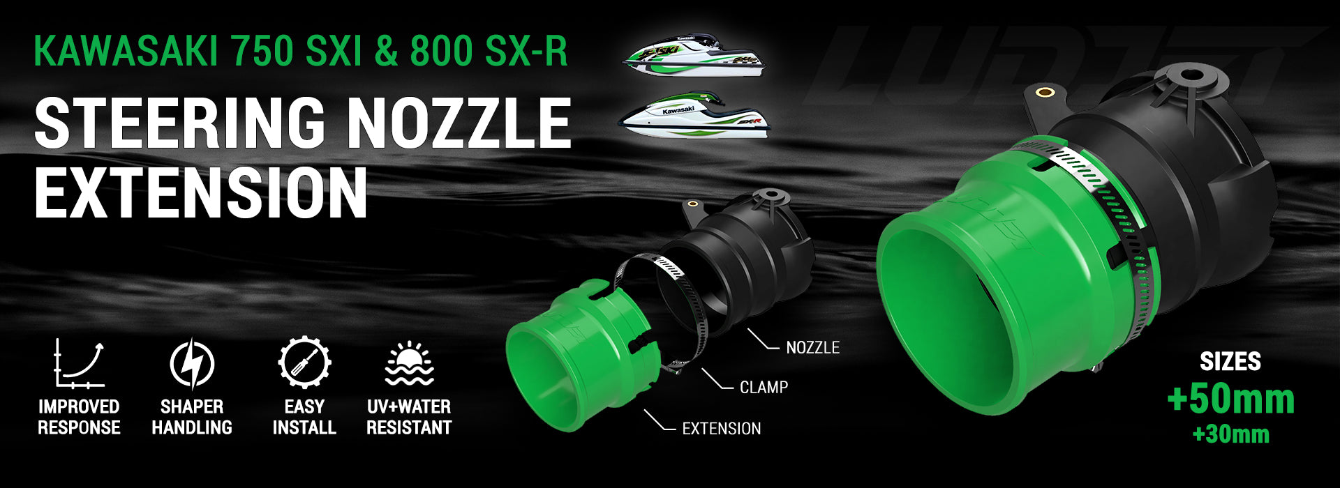 LUDJET steering nozzle extension for Kawasaki 750SXi and 800SX-R