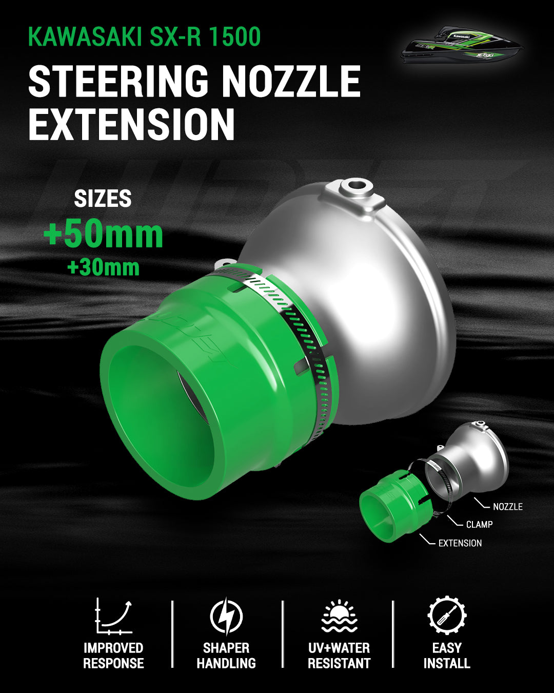 Kawasaki Jet Ski Steering Nozzle Extensions | LUDJET – LUDJET PWC