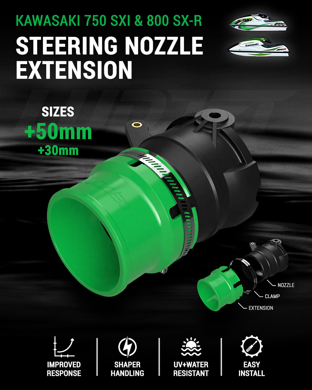 Kawasaki steering nozzle extension 