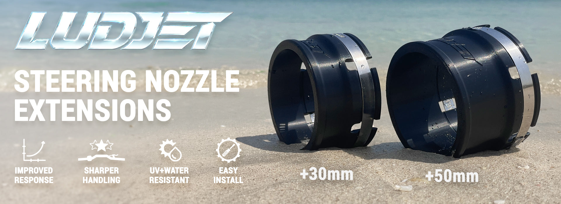 LUDJET steering nozzle extensions, 30mm and 50mm sizes