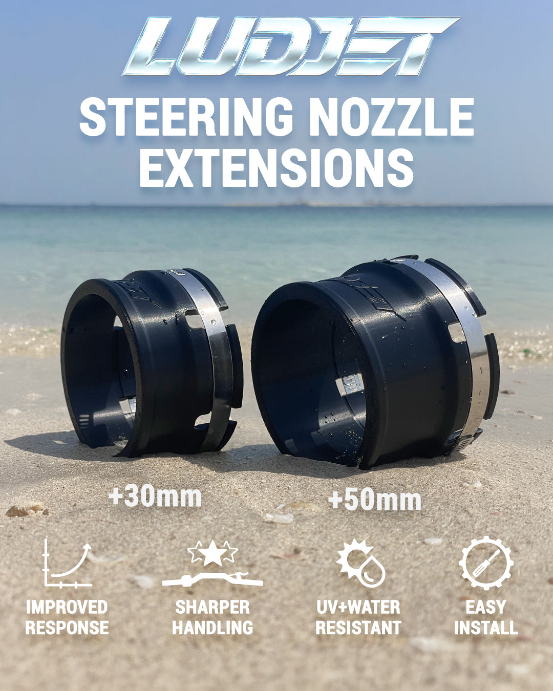 LUDJET steering nozzle extensions, 30mm and 50mm sizes