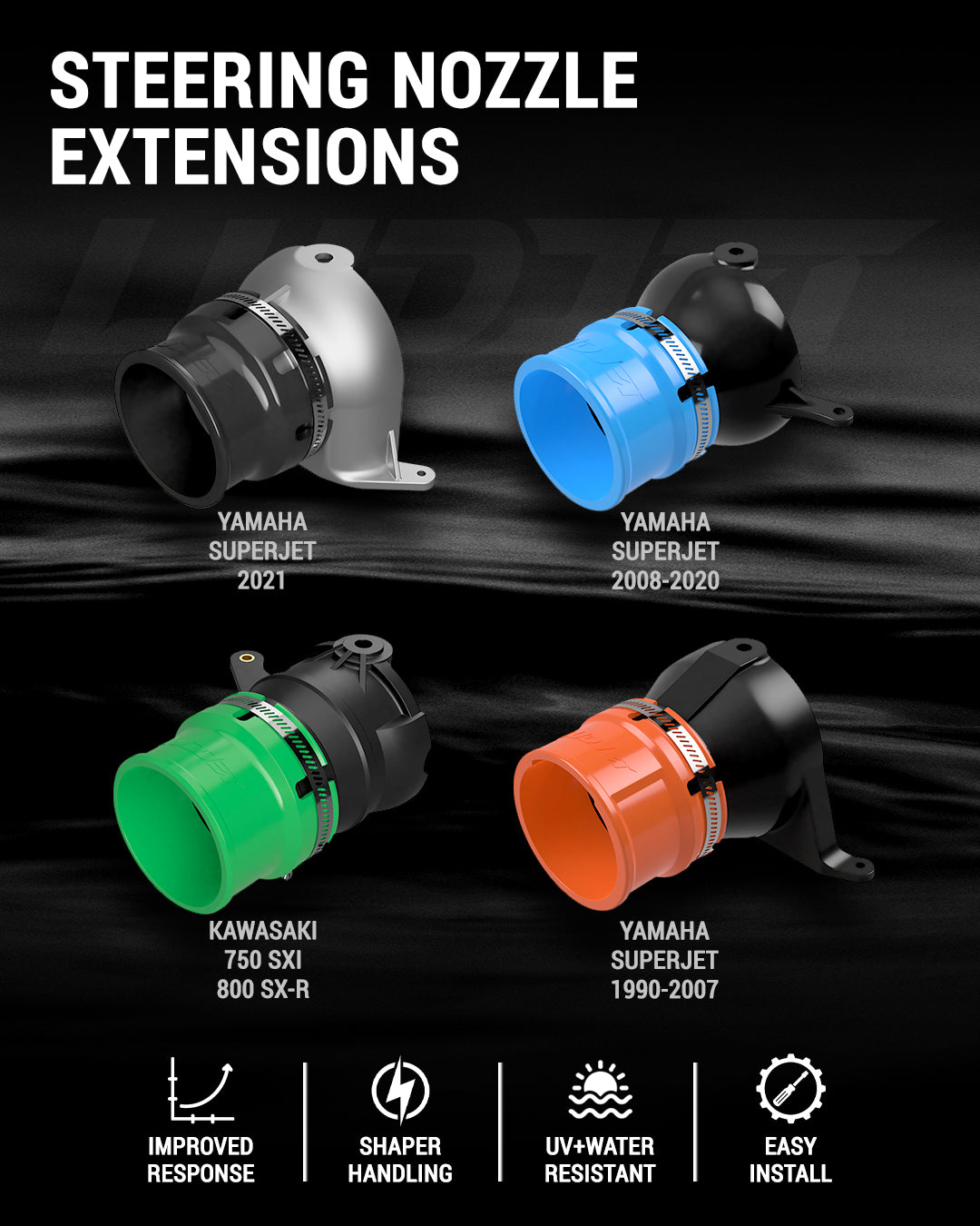 LUDJET steering nozzle extensions, 30mm and 50mm sizes