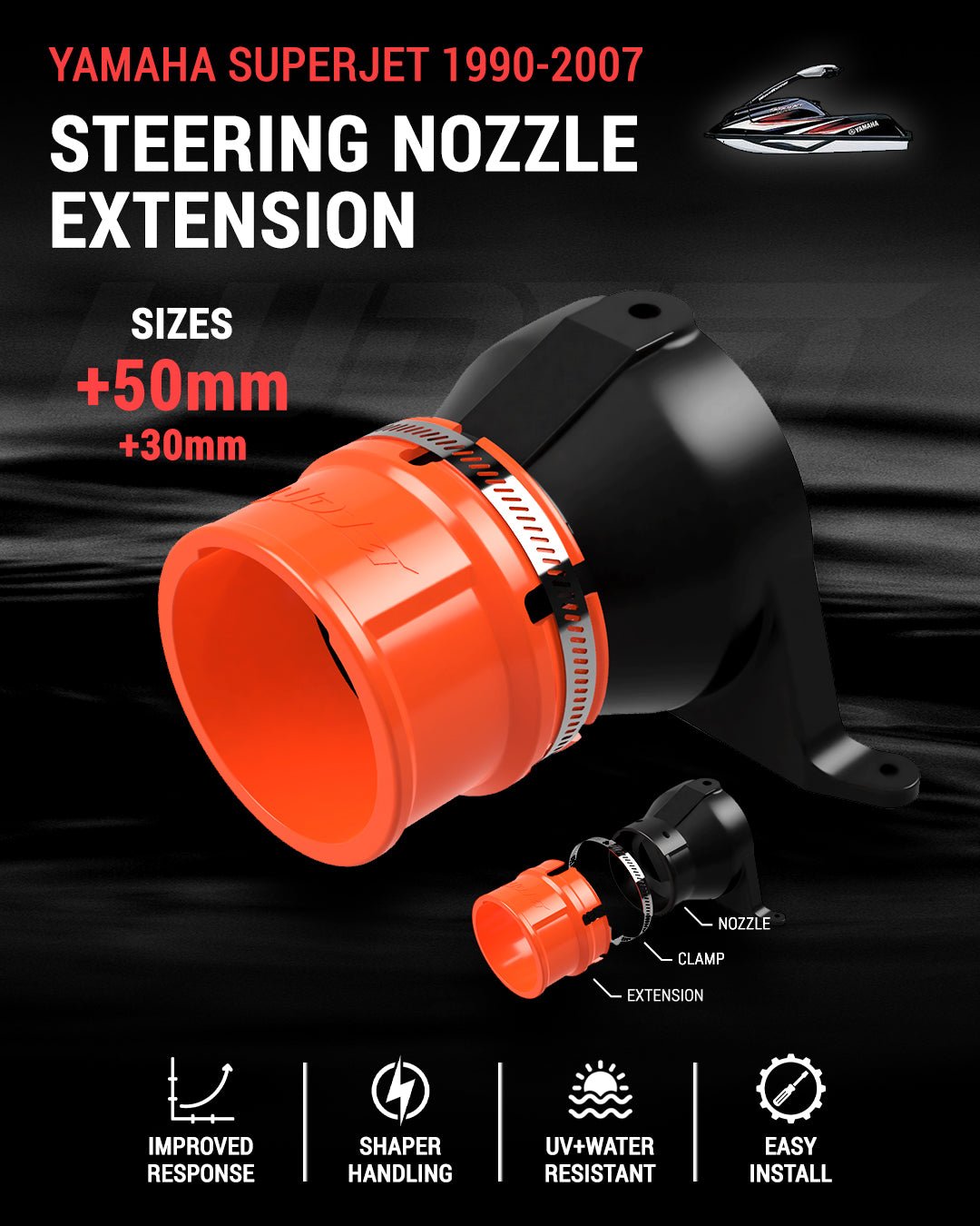 Steering Nozzle Extension for Yamaha Superjet & WaveRunner 1990-2007