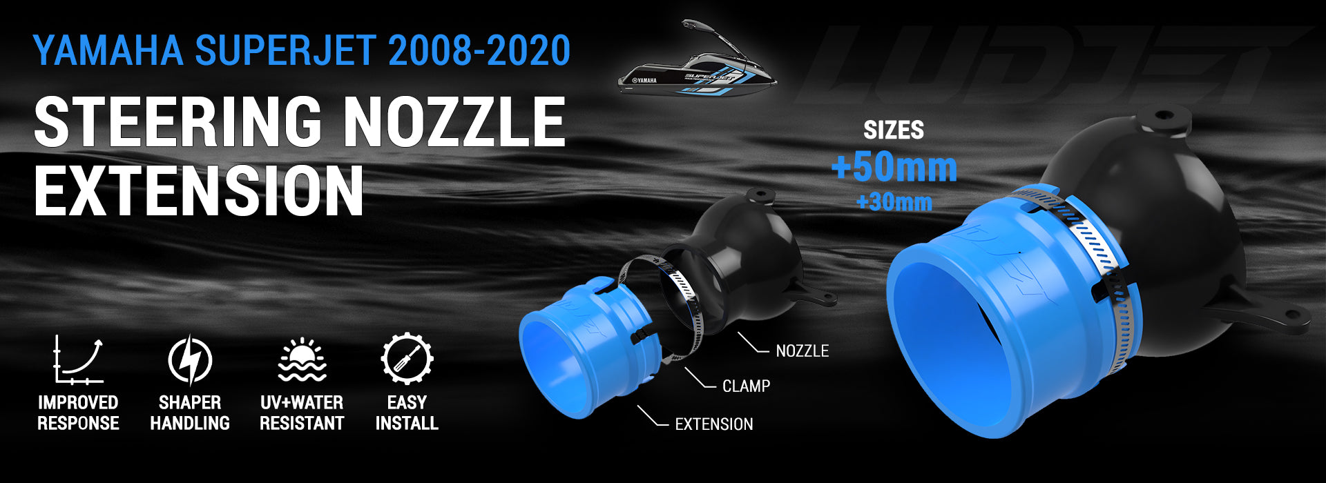 LUDJET steering nozzle extension for Yamaha SuperJet 2008-2020