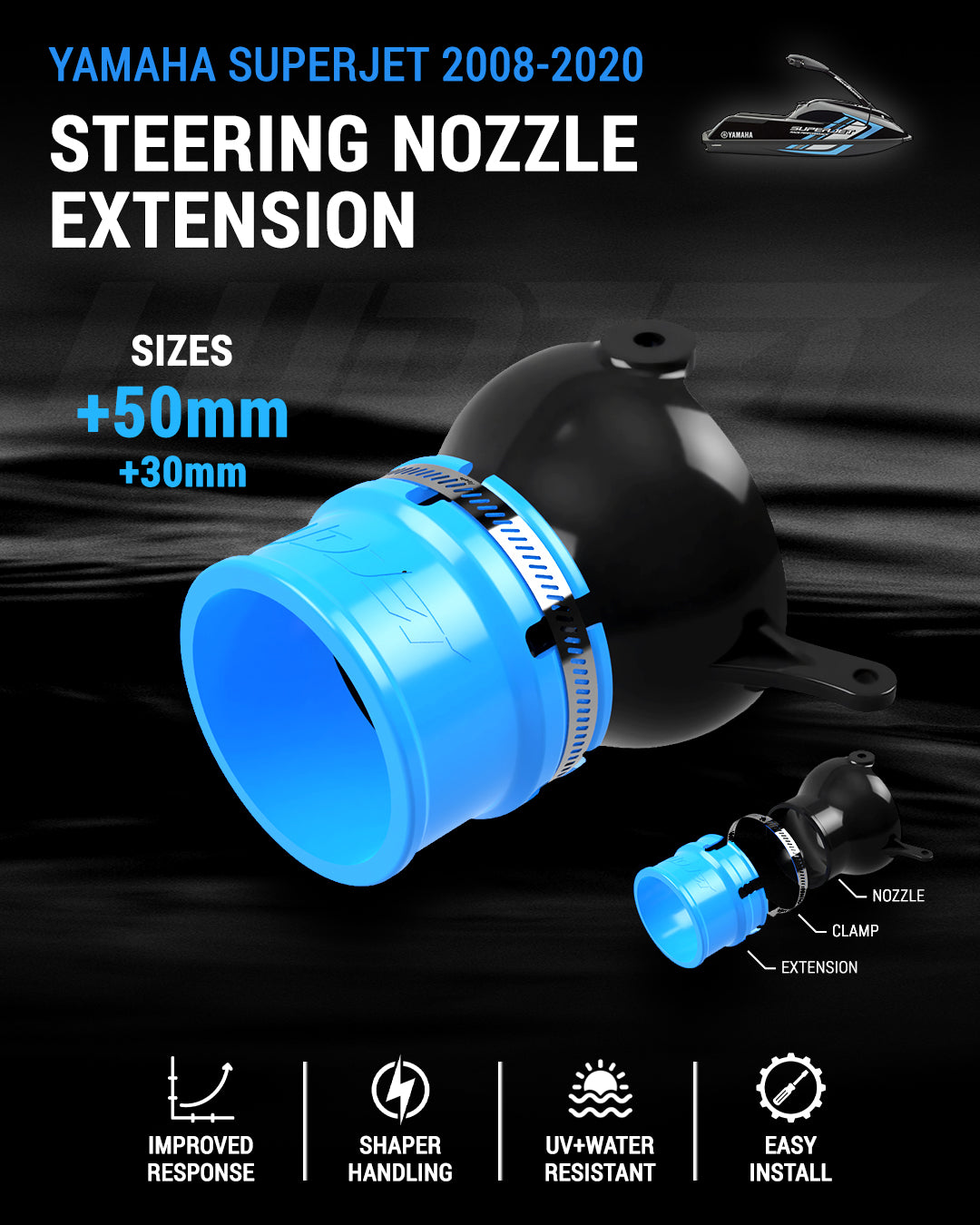 Steering Nozzle Extension for Yamaha Superjet 2008-2020
