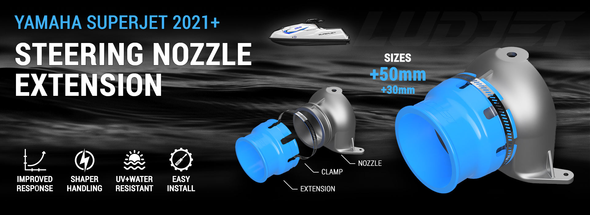 LUDJET steering nozzle extension for Yamaha SuperJet 2021+