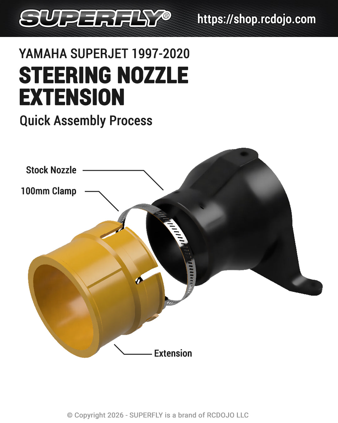 LUDJET Steering Nozzle Extension for Yamaha Superjet 1997-2007