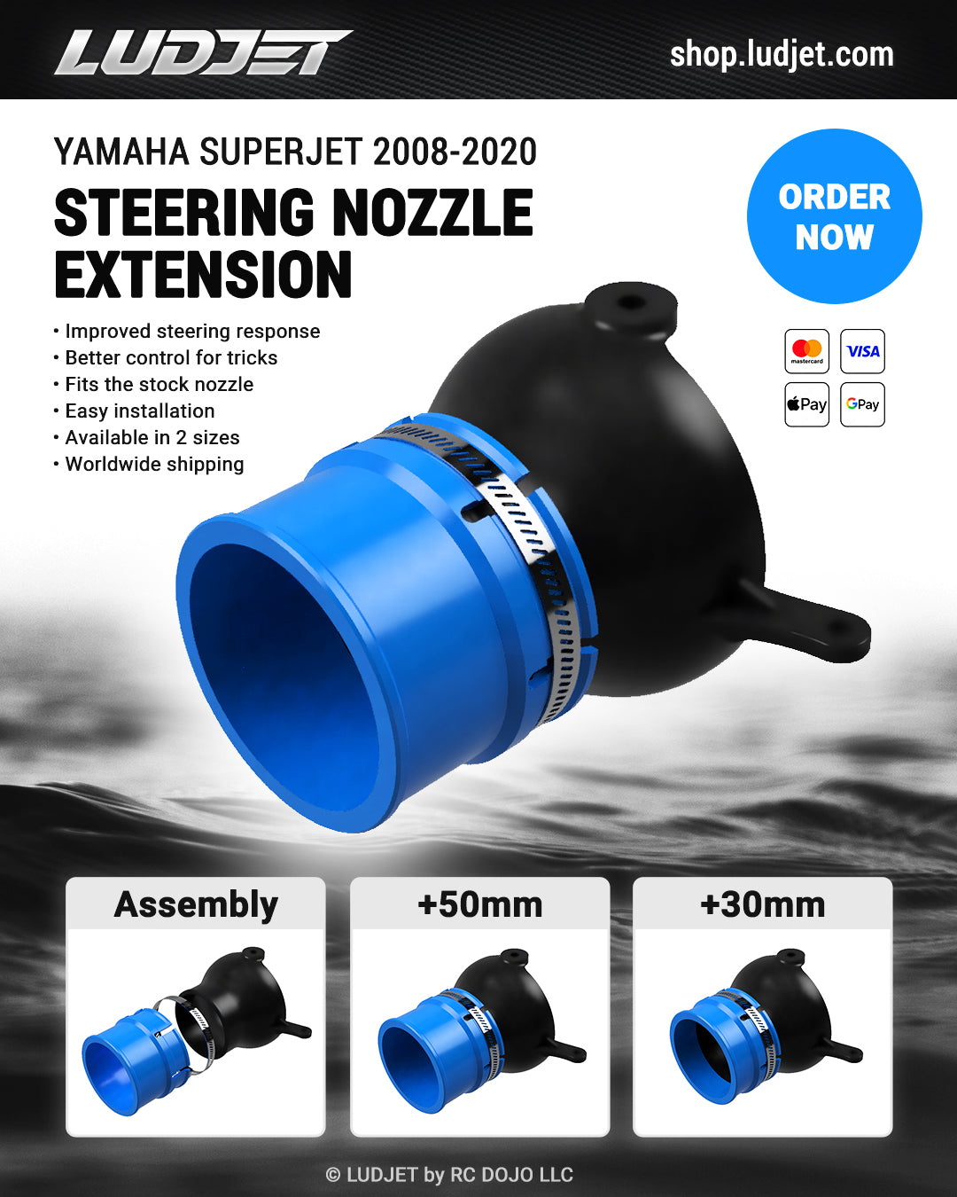 LUDJET Steering Nozzle Extension for Yamaha Superjet 2008-2020